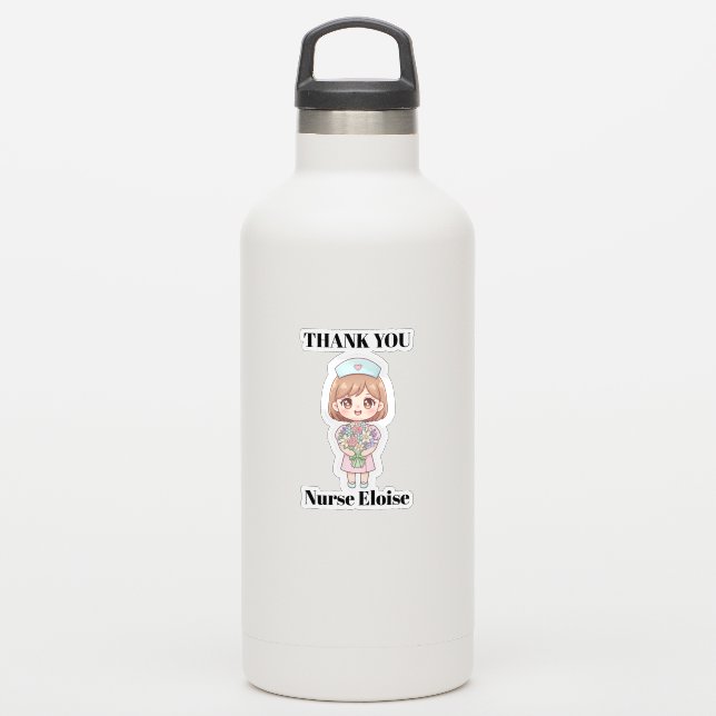 Custom Name Kawaii Nurse Sticker (Waterbottle)