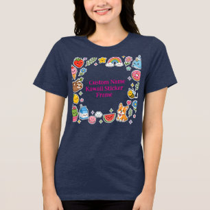 Custom Name Kawaii Sticker Frame Tri-Blend Shirt