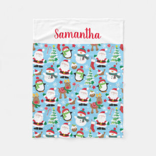 Custom Name Kids Christmas Personalised Fleece Blanket