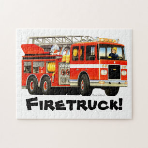 Custom Name Kid's Fire Truck Jigsaw Jigsaw Puzzle