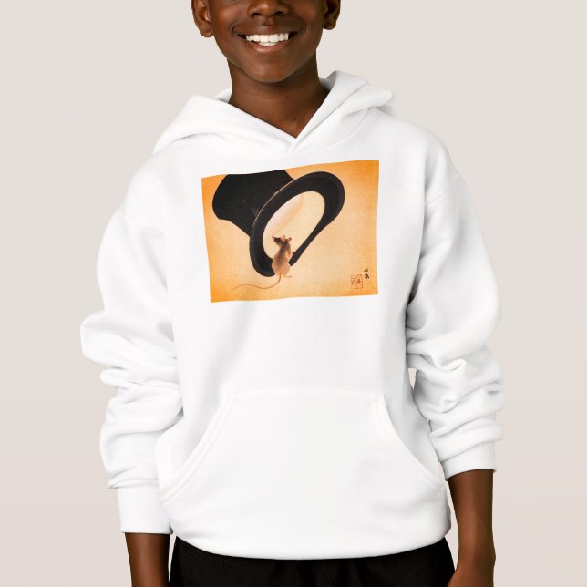 CUSTOM NAME KIDS PULL OVER HOODIE MOUSE W/ TOP HAT (Front)