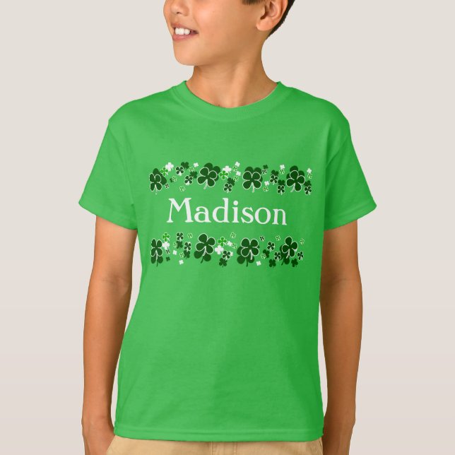 Custom Name Kids St. Patrick's Day T-Shirt (Front)