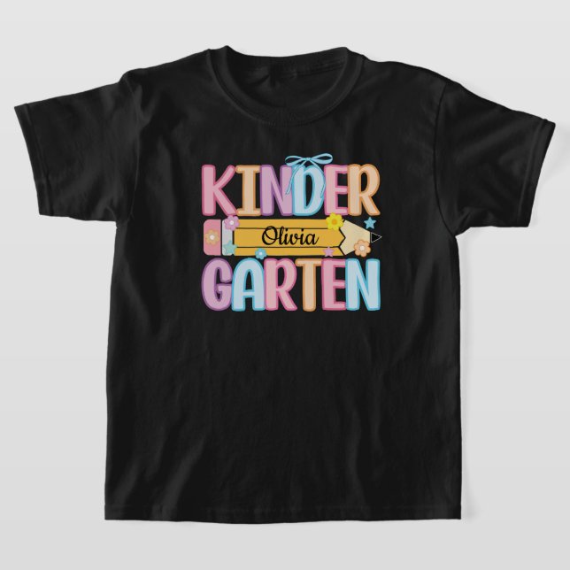 Custom Name Kindergarten Back to School T-Shirt (Laydown)