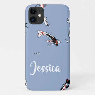 Custom name koi fish blue iPhone 11 case