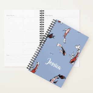 Custom name koi fish blue planner