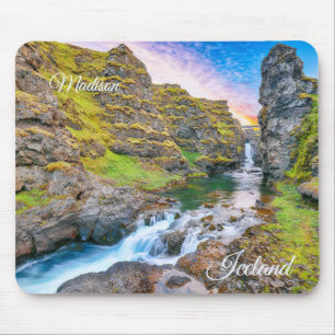 Custom Name Kolufossar Waterfalls, Iceland Mouse Mat