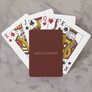 Custom Name l Dark Red & Blush Pink Typography  Playing Cards