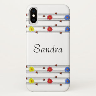 Custom Name Ladybugs Music Notes iPhone X Case