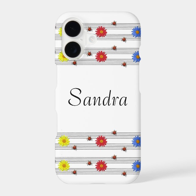 Custom Name Ladybugs Music Notes iPhone X Case (Back)