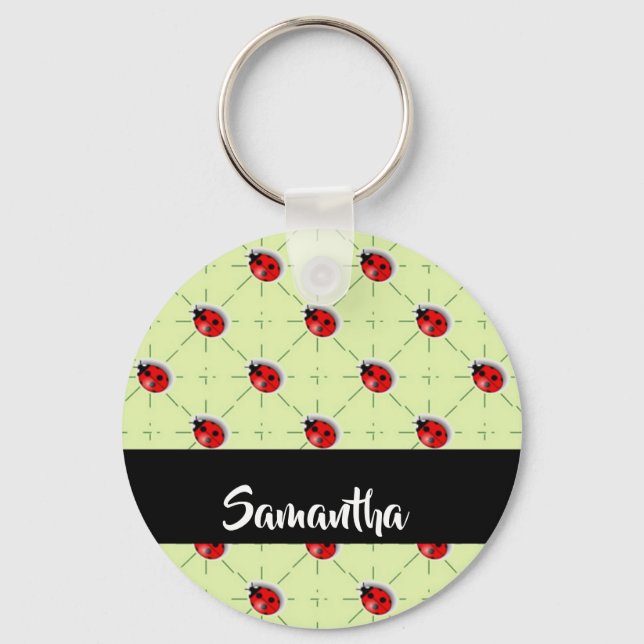 Custom name ladybugs pattern key ring (Front)