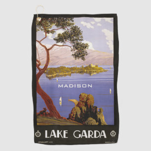 Custom name Lake Garda Italy Vintage Travel Golf Towel