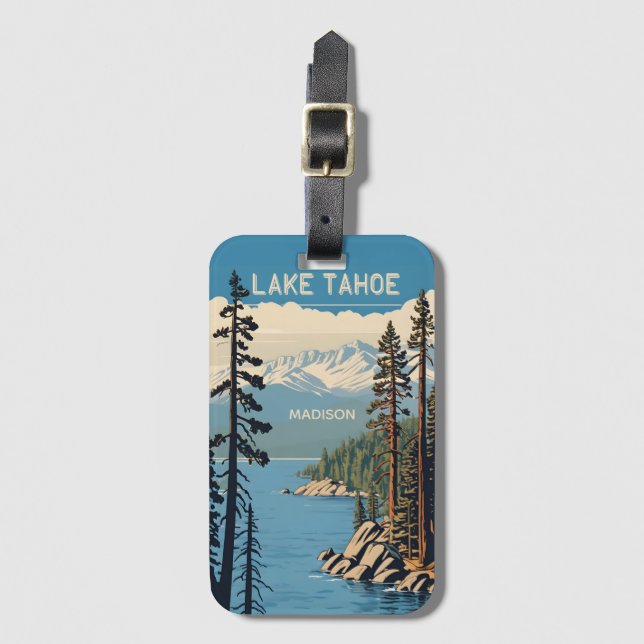 Custom Name Lake Tahoe Luggage Tag (Front Vertical)