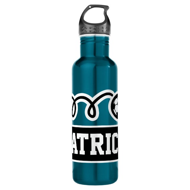Custom name large soccer sports water bottle (Front)
