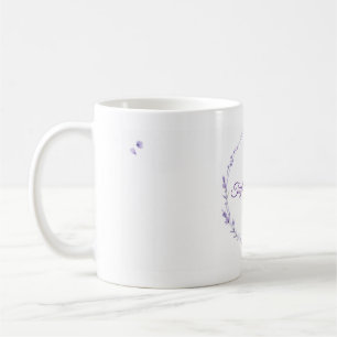 Custom Name Lavender Floral Wreath Monogram Mug