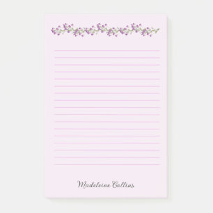 Custom Name Lavender floral wreath Post-it Notes