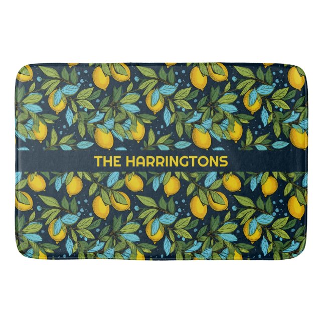Custom Name Lemon Pattern Bath Mat (Front)