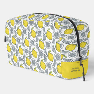 Custom Name Lemon Pattern Dopp Kit