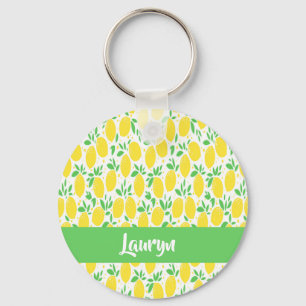 Custom name lemon pattern key ring