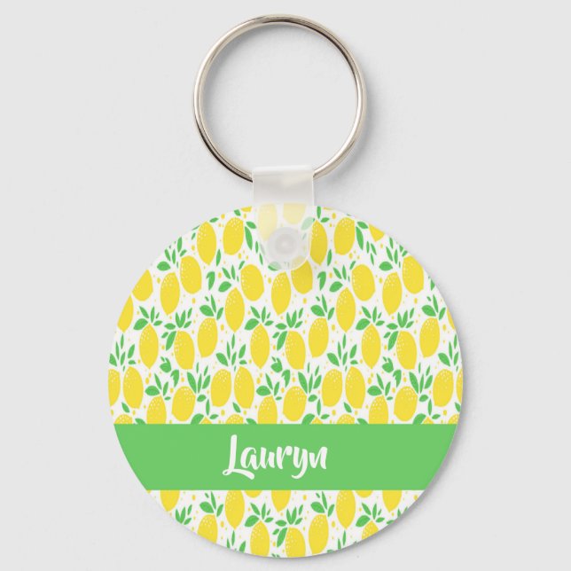 Custom name lemon pattern key ring (Front)