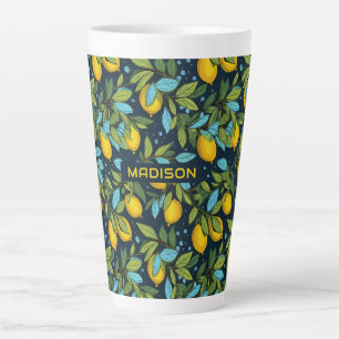 Custom Name Lemon Pattern Latte Mug