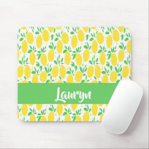 Custom name lemon pattern mouse mat