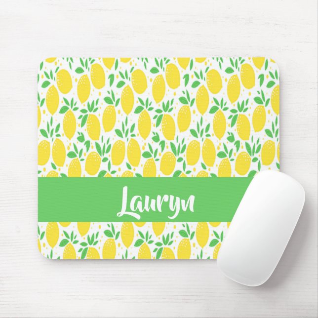 Custom name lemon pattern mouse mat (With Mouse)