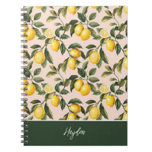 Custom Name Lemon Pattern Notebook Journal