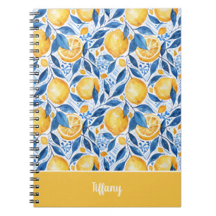 Custom Name Lemon Pattern Notebook Journal