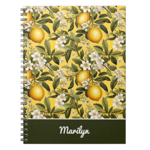 Custom Name Lemon Pattern Notebook Journal