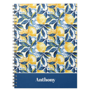 Custom Name Lemon Pattern Notebook Journal