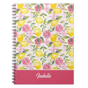 Custom Name Lemon Pattern Notebook Journal