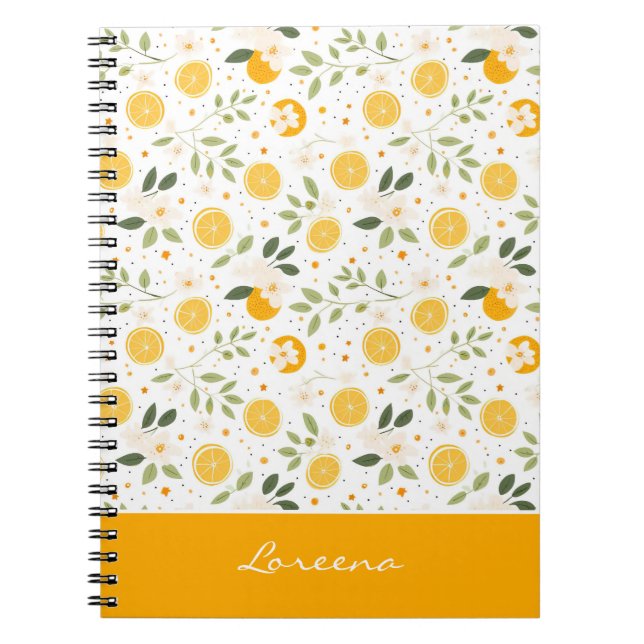 Custom Name Lemon Pattern Notebook Journal (Front)