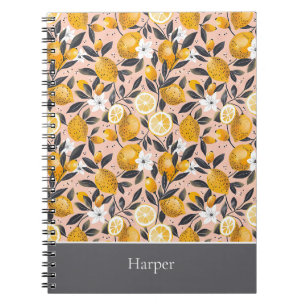 Custom Name Lemon Pattern Notebook Journal