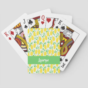 Custom name lemon pattern playing cards