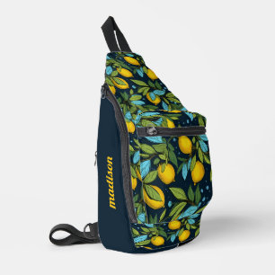 Custom Name Lemon Pattern Sling Bag