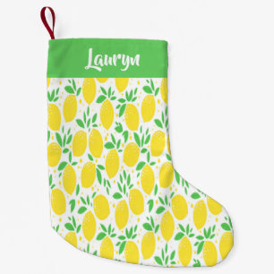 Custom name lemon pattern small christmas stocking