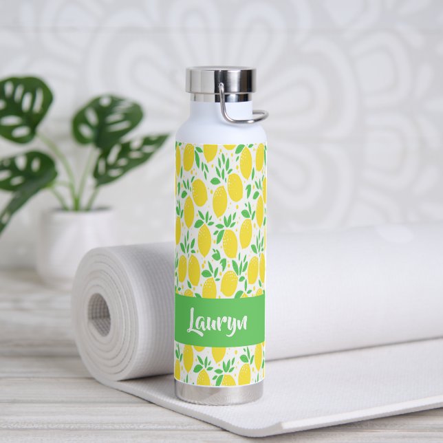 Custom name lemon pattern water bottle (Yoga)