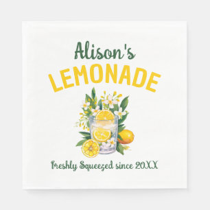 Custom Name Lemonade Stand Summer Birthday Party Napkin