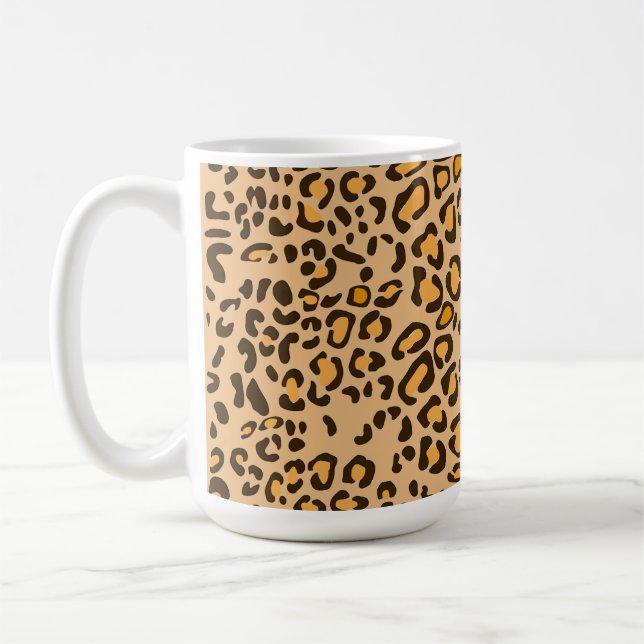 Custom Name Leopard Animal Print Pattern Classic  Coffee Mug (Left)