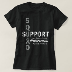 Custom Name Leopard Brain Cancer Support Squad T-Shirt
