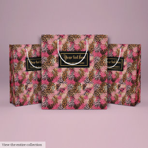 Custom name leopard skin watercolor gift pack medium gift bag