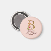 Custom Name Letter B Gold Blush Pink Roses