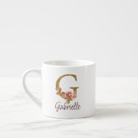 Custom Name Letter G Gold Foil Blush Pink Roses
