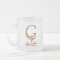 Custom Name Letter G Gold Foil Blush Pink Roses
