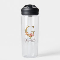 Custom Name Letter G Gold Foil Blush Pink Roses