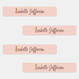 Custom Name Letter I Gold Foil Blush Pink Roses