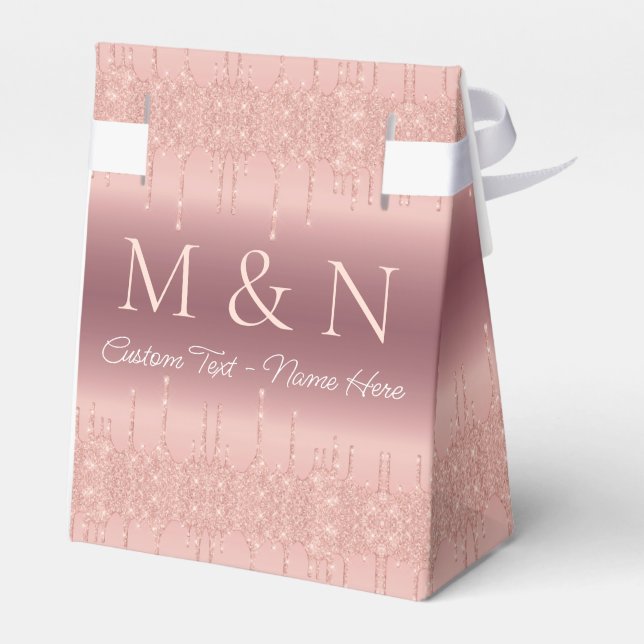 Custom Name Letter Wedding Rose Gold Gift Box (Back Side)