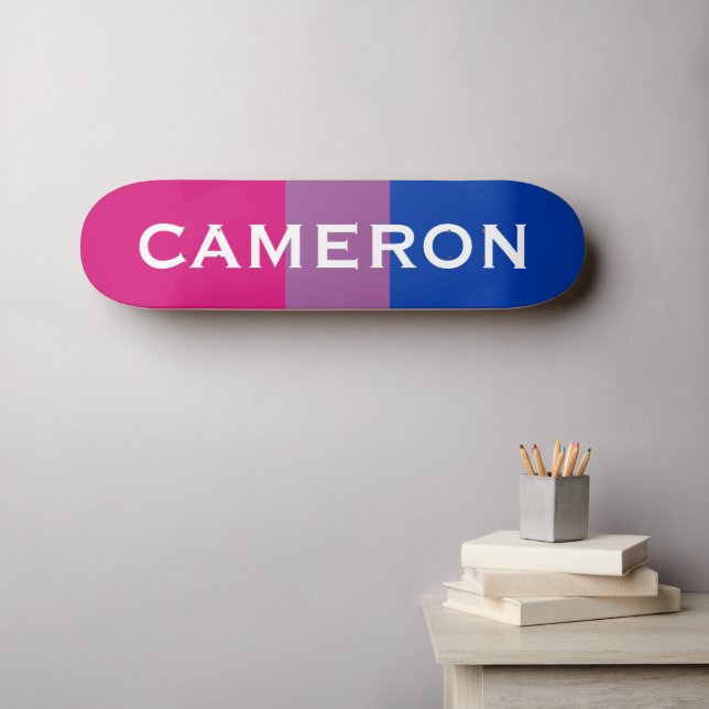 Custom Name LGBTQ Rainbow Bisexual Pride Flag Skateboard (Wall Art (Horz))