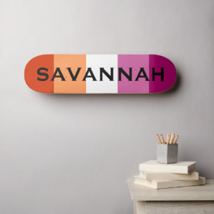 Custom Name LGBTQ Rainbow Lesbian Pride Flag Skateboard