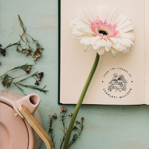 Custom Name Library Hand-drawn Modern Books  Self-inking Stamp